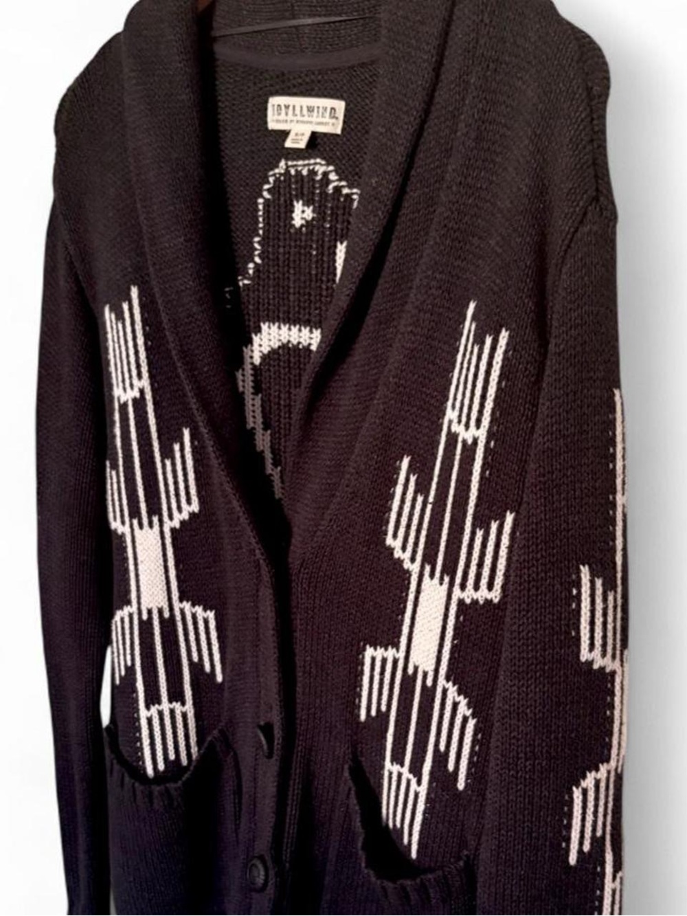 Idyllwind By Miranda Lambert Black & White Southwestern Thunderbird Cardigan S - Picture 6 of 7